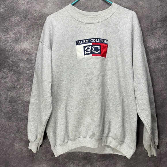 NU SPORT Other - VTg Y2K Salem College Crewneck Sweatshirt Size L Gray Embroidered Pullover